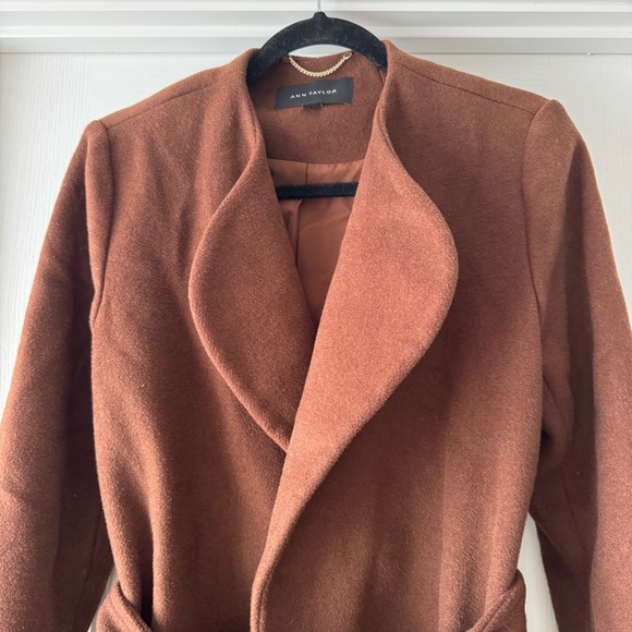 Ann Taylor Wool Blend Belted Coat in Chestnut Brown, Size Small - Picture 2 of 9